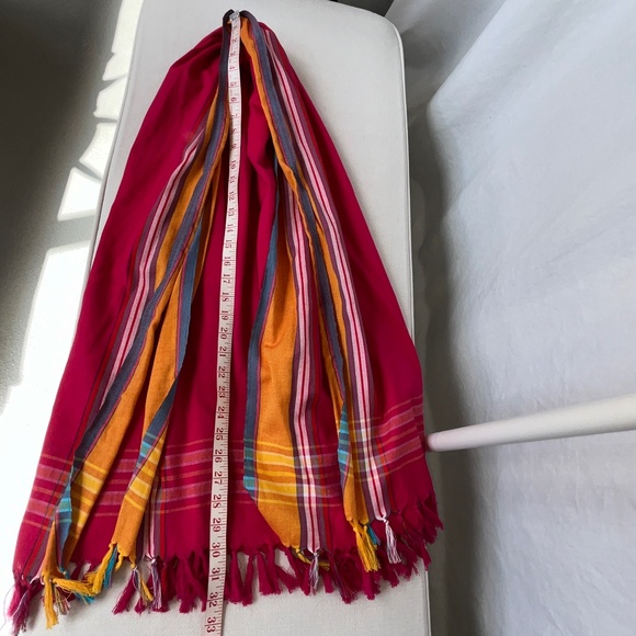 ZARA dark pink multi-colour large shawl scarf in cotton, EUC. - Picture 7 of 14